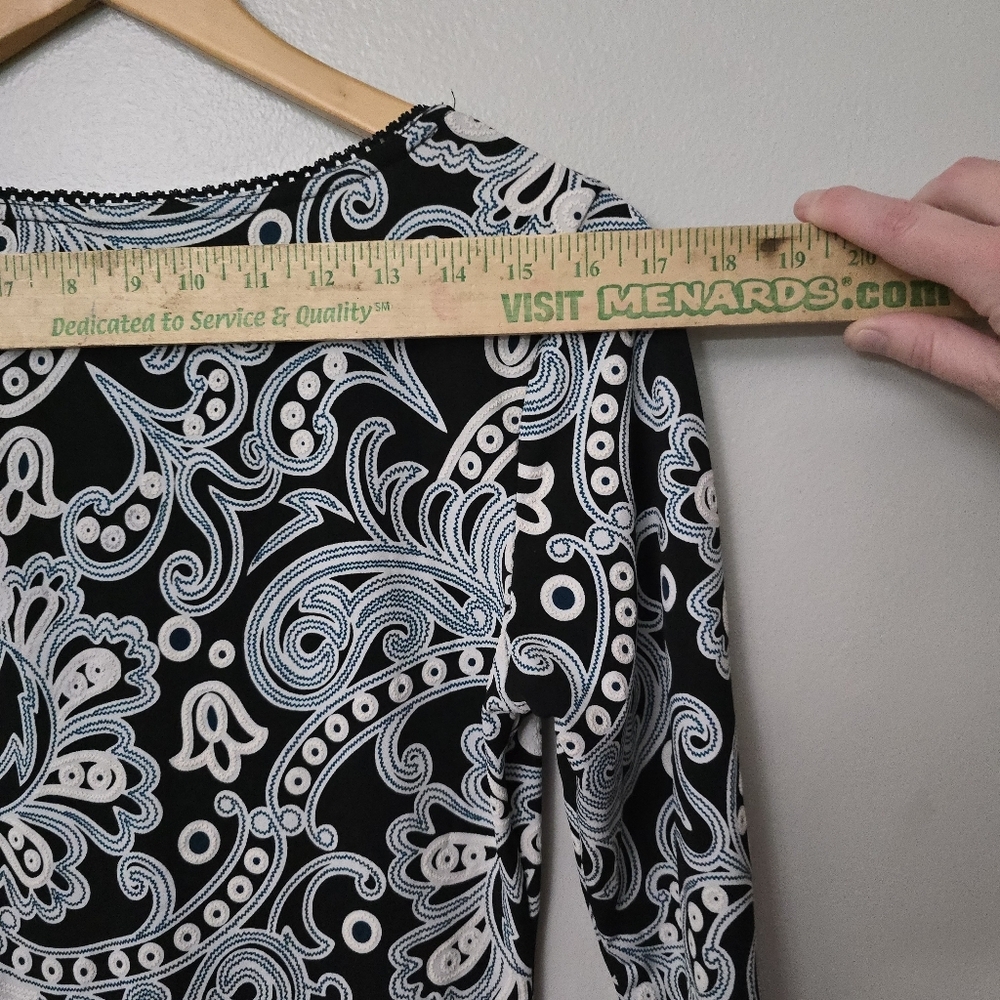 Wrapper Vintage Top Y2K Cinched Bust Size S/M Black White Textured Slinky - Picture 8 of 10